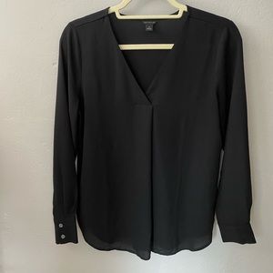 Ann Taylor Mixed Media Pleat Front Top